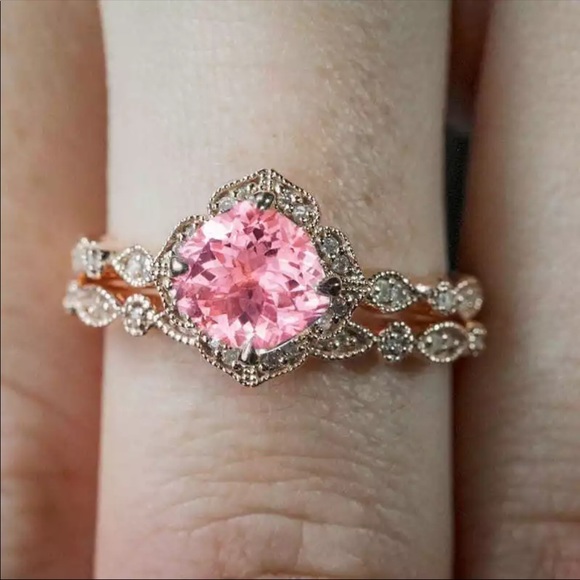 Jewelry - Rings Set Pink Crystal Rings Women Lover Wedding
